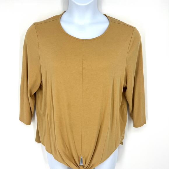 J. Jill Cotton Blend Tie Waist ¾ Sleeve Tie Knot Front T Shirt Size XL - Picture 1 of 9
